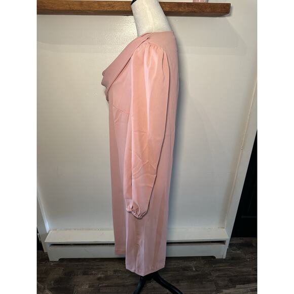 Vintage Lynn Davis Women’s Pink Cowl Neck Long Sleeve Shift Dress Size 14 1960s - Picture 8 of 11